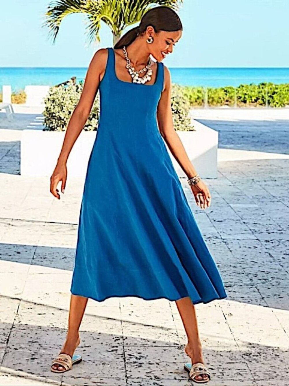 Lilly Pulitzer Calina Linen Midi Dress in Barton Blue NWT - Size 14